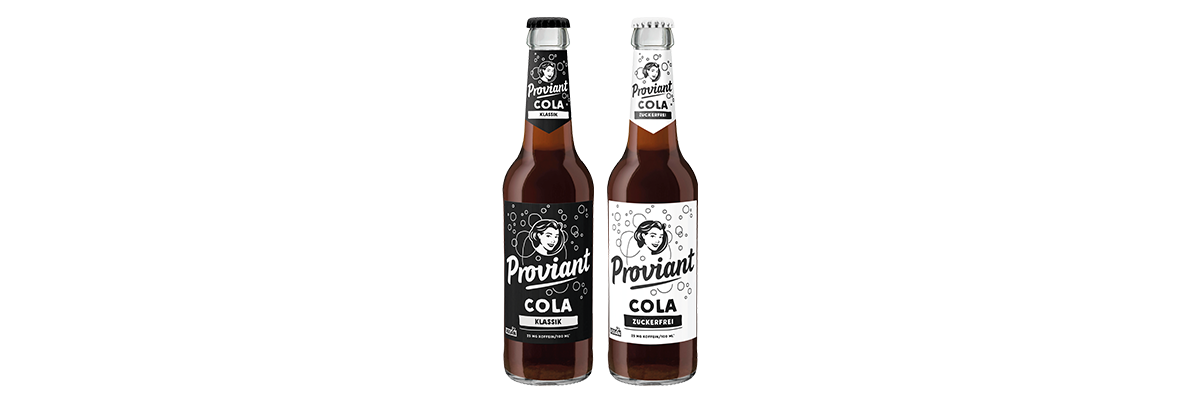 0,33l Flaschen Proviant Cola Klassik und Cola zuckerfrei.